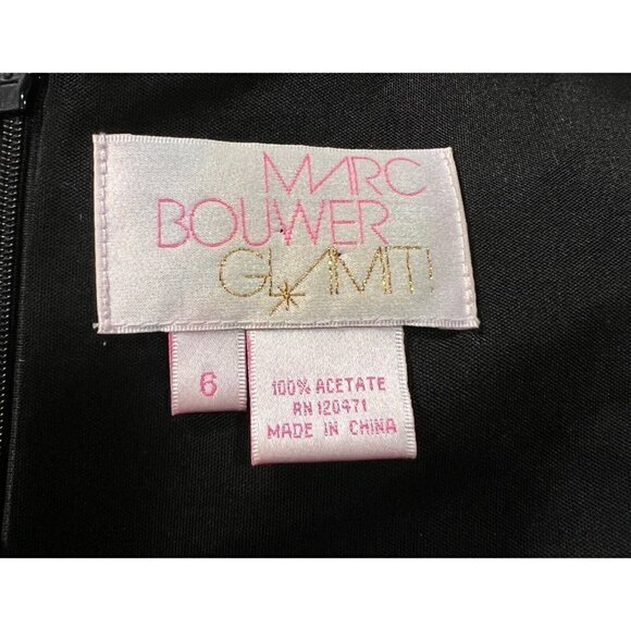 Marc Bouwer Sz 6 Black Cold Shoulder Acetate Satin Empire Waist Formal Dress - Picture 6 of 7